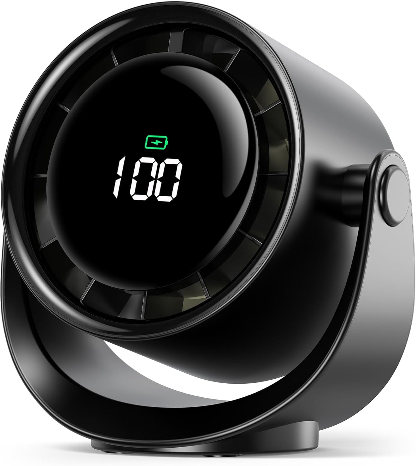 Desk Fan, LED Display Mini Table Fan, Rechargeable Personal Fan with 4000Mah Battery, Max. 17H Use, 5 Speeds, 360°Tilt, USB-C Charging, Quiet Small Portable Fan for Home, Office, Camp, Travel