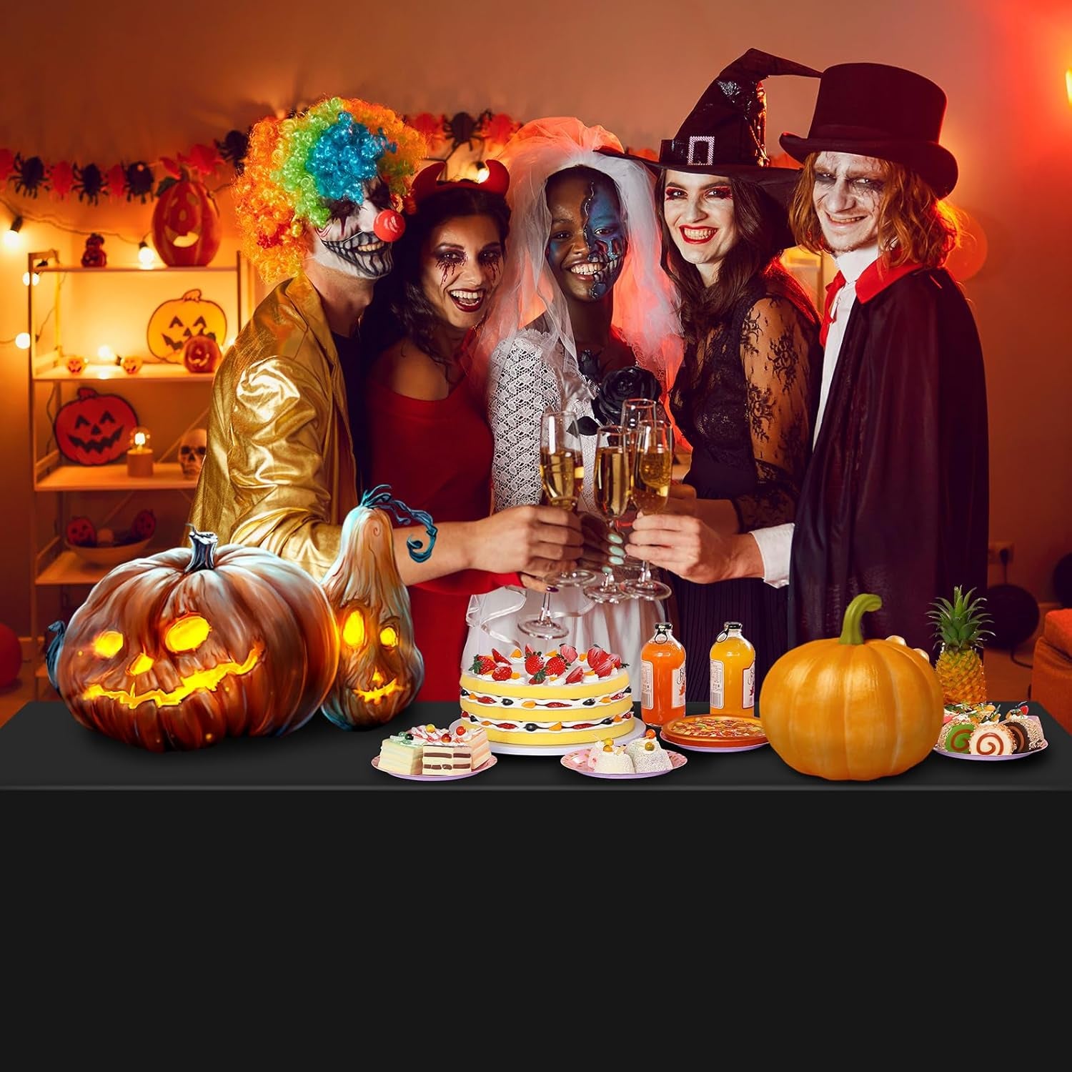 12Pack 54 X 108 Inch Halloween Tablecloths Bulk Plastic Black Purple Orange Table Cloths Disposable Rectangle Table Covers for Halloween Witch Vampire Party Fall Autumn Party Decorations