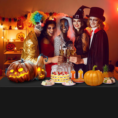 12Pack 54 X 108 Inch Halloween Tablecloths Bulk Plastic Black Purple Orange Table Cloths Disposable Rectangle Table Covers for Halloween Witch Vampire Party Fall Autumn Party Decorations