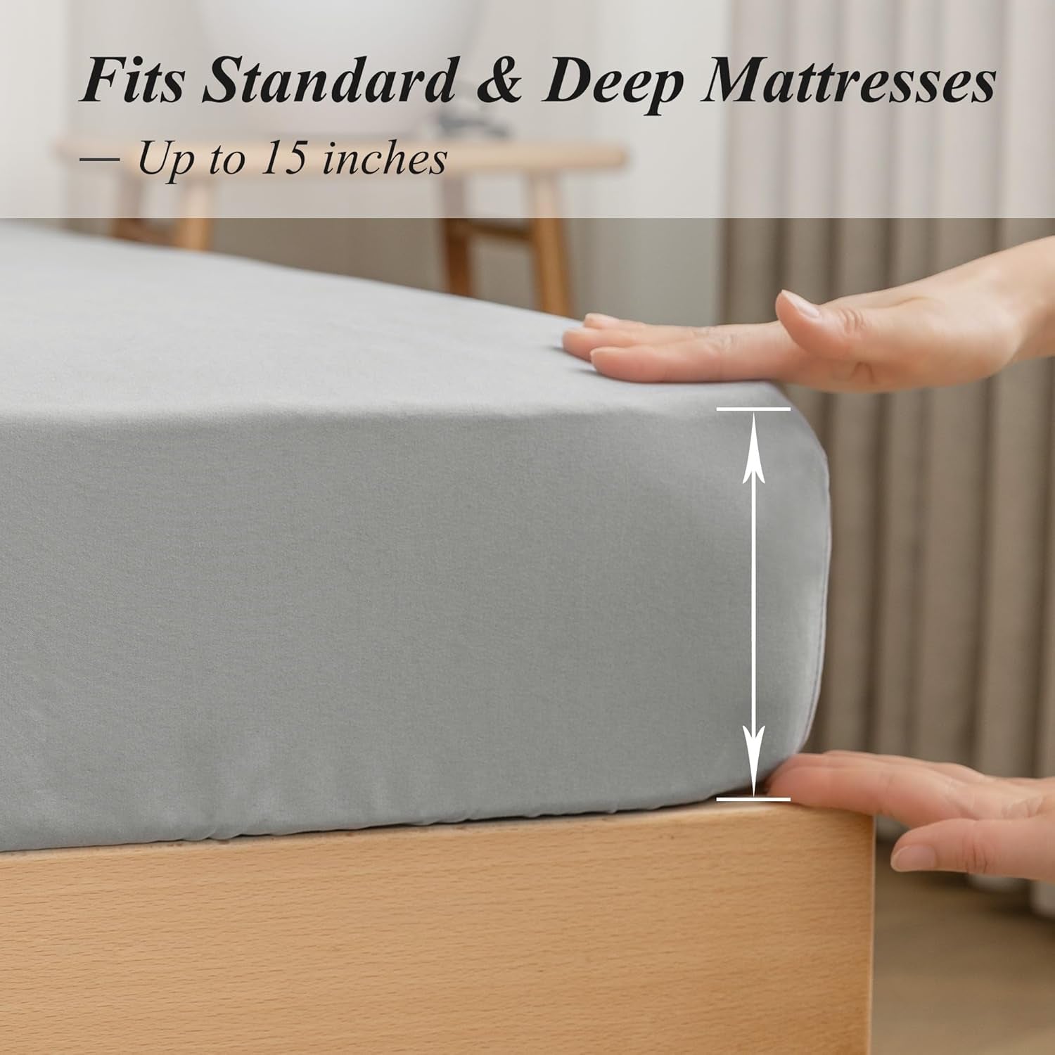 Twin Fitted Sheet Only with Side Storage Pocket - Premium 1800 Super Soft & Cozy Microfiber, Wrinkle, Fade, Shrinkage Resistant Deep Pocket Twin Size Fitted Bottom Sheet, Light Gray