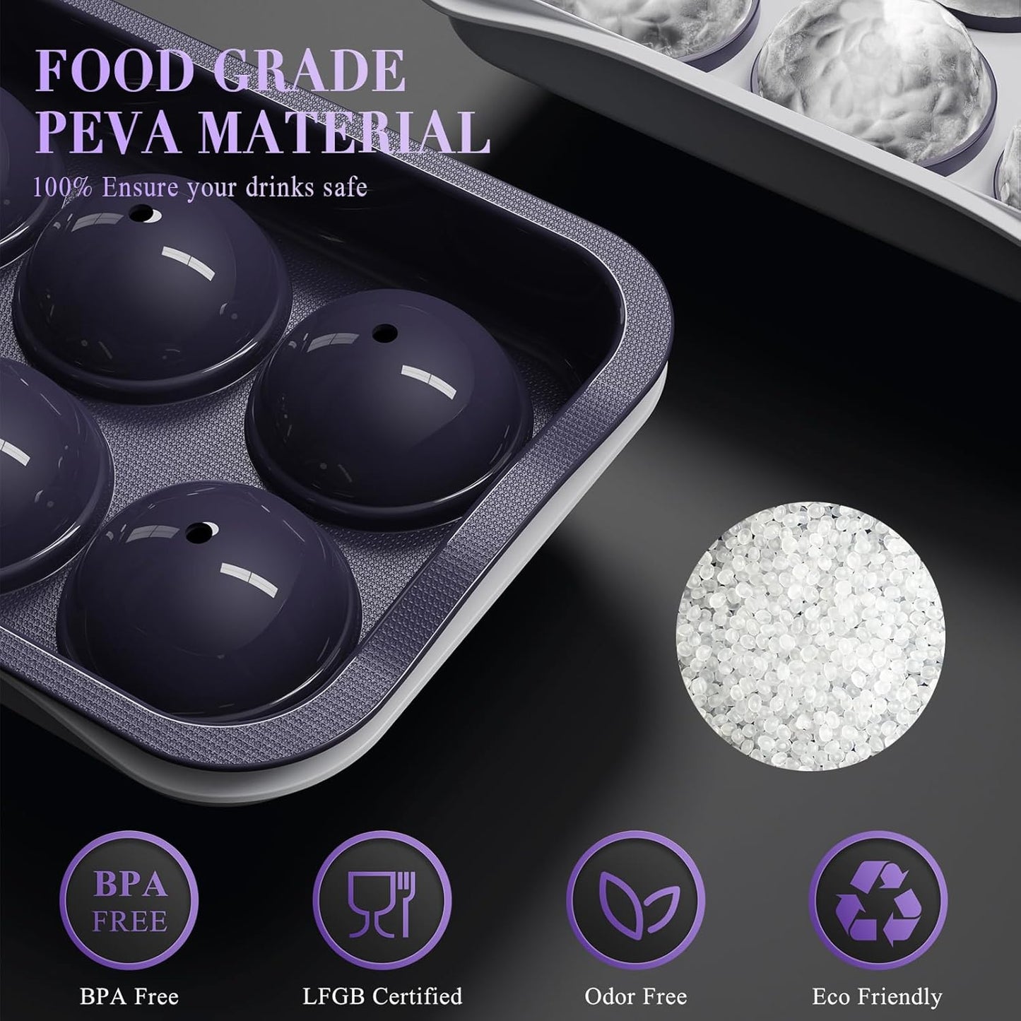 Whiskey Ice Ball Maker, [Fill without Funnel & Easy Release] 2.2'' round Large Iced Cube Trays with Cover, Reusable Sphere Silicone Ices Tray with Lids for Bourbon, Gift for Brandy Lover