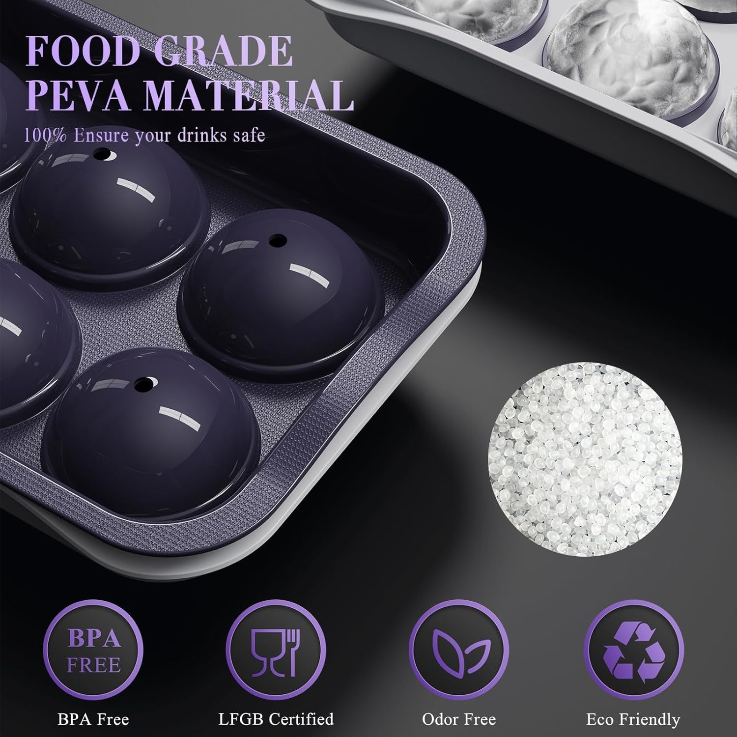 Whiskey Ice Ball Maker, [Fill without Funnel & Easy Release] 2.2'' round Large Iced Cube Trays with Cover, Reusable Sphere Silicone Ices Tray with Lids for Bourbon, Gift for Brandy Lover