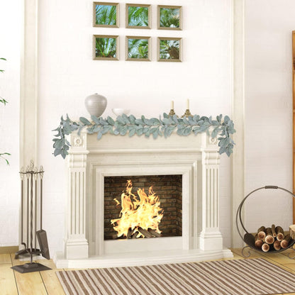 6 Ft Artificial Flocked Lambs Ear Garland - Greenery Vines, Faux Green Leaves for Mantle, Wedding, Home Party Decor, DIY Floral (1 Pack)