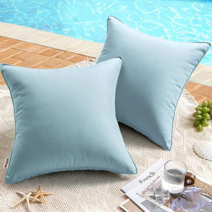 Pack of 2 Decorative Outdoor Waterproof Pillow Covers Garden Cushion Sham Throw Pillowcase Shell for Spring Patio Tent Couch 16X16 Inch Blue