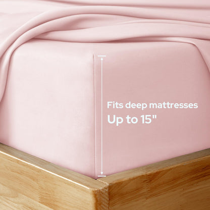 Full Size Bed Sheets - 6 Piece Set (Pale Pink) - Extra Soft Brushed Microfiber 1800 Bedding Sheets, Deep Pocket, Wrinkle & Fade Free