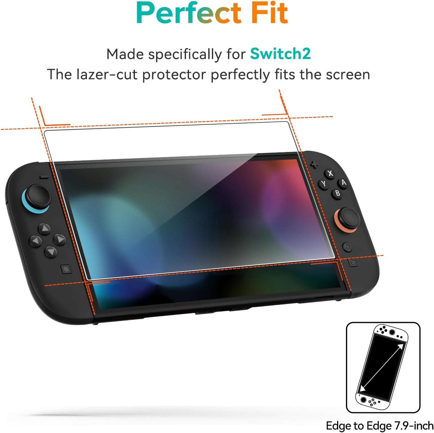 3-Pack Screen Protector Tempered Glass for Nintendo Switch 2 Model 2025, Transparent HD Clear Anti-Scratch Screen Protector Accessories for Nintendo Switch 2, [7.9 Inch]