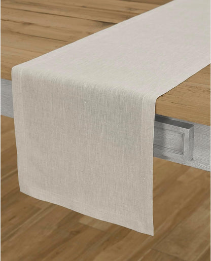 Linen Table Runner 72 Inches Long - Athena, 100% Pure Linen Light Natural Table Runner 14 X 72 Inch for Dining, Summer