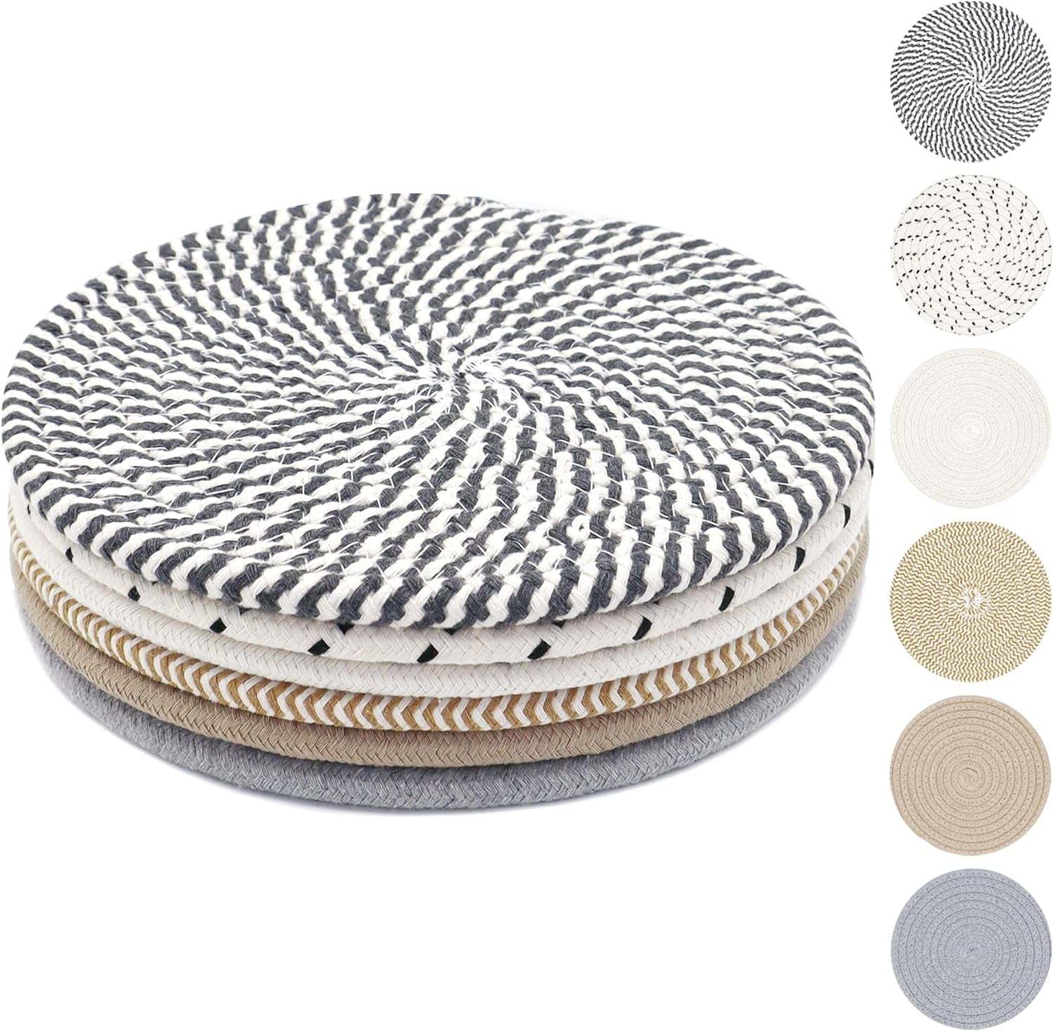 8 Inch Trivets for Hot Dishes, Hot Pots and Pans, Thick Heat Resistant Large Coaster for Kitchen, Hot Pads, Kitchen Essentials, Kitchen Decor for Table & Countertop, 6 Pcs