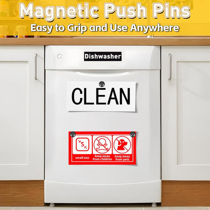 16-Piece Heavy-Duty Magnetic Clips for Refrigerator and Whiteboard - Durable Small Push Pins for Office, Kitchen, Classroom, and Organization
