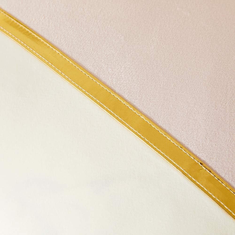 2 Packs Decorative Throw Pillow Covers 18X18 Inch for Living Room Couch Bedroom, Blush Pink and White Velvet Patchwork with Gold Leather, Luxury Modern Home Decor Cute Cushion Case 45X45 Cm