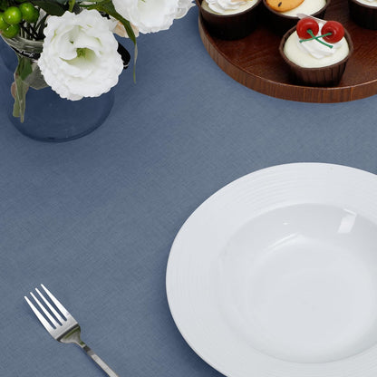 Faux Linen Waterproof Spill-Proof Tablecloth Stain Resistant round Table Cloth Wrinkle Free Decorative Fabric for Kitchen, Dining, Party, Weddings, Restaurants (60 In-Round, Denim Blue)