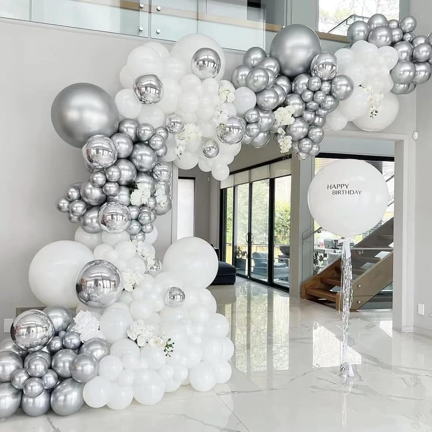 120Pcs 5 Inch Metallic Silver, Small Chrome Silver Latex Balloons for Graduation Wedding Baby Shower Disco Birthday Party Decorations