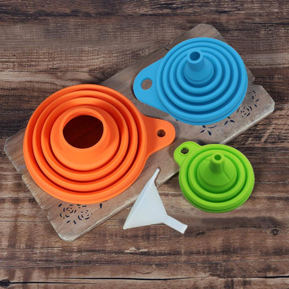 4 Sizes Kitchen Funnel Set, Food Grade Silicone Collapsible Funnel, Funnels for Kitchen Use Filling Bottles, Canning, Cooking, and Water Powder Transfer