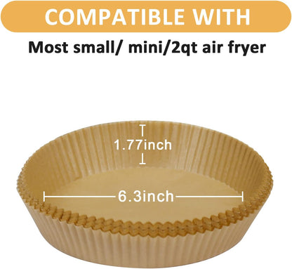 Mini Air Fryer Liners for 2Qt Air Fryer, 100 Pcs Non-Stick Air Fryer Parchment Paper Pads Air Fryer Liners Compatible with Ninja AF080 Mini, COSORI 2.1, Instant Vortex 2-QT, CHEFMAN Small