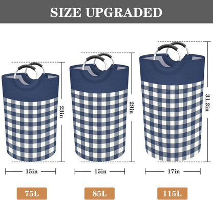 Large Waterproof Laundry Hamper with Handles - Collapsible Tall Storage Bag for College Dorms and Family Use (Blue, 82L)