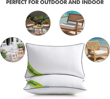 12X20 Outdoor Pillows, Pack of 2 Water Resistant Waterproof Pillow Inserts Decorative Stuffer for Sofa Couch Patio and Garden