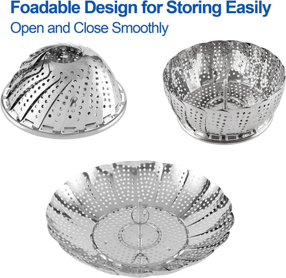 Vegetable Steamer Basket, Premium Stainless Steel Veggie Steamer Basket - Folding Expandable Steamers to Fits Various Size Pot Small by  (5.5" to 9.2")