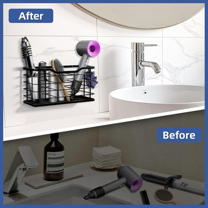 Hair Dryer Holder Hair Tool Organizer, Antirust Wall Mount Bathroom Hair Care Styling Tool Storage Basket for Hair Dryer, Curling Wands, Hair Straighteners