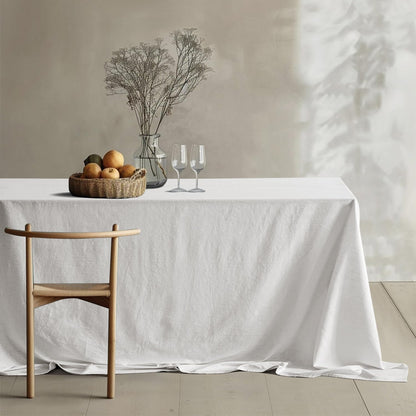White Linen Cotton Blend Tablecloth Rectangle, Luxury Waterproof Stain Resistant Durable Farmhouse Oblong Table Cloth for Dining Party Christmas Weddings Birthday Picnic Events, 52 X 84 Inch