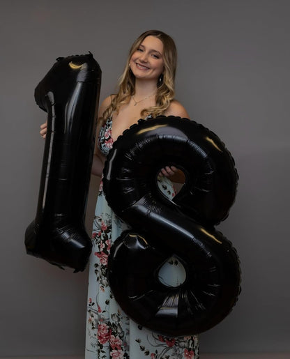 1 Balloon - Black Birthday Number Balloons, 40 Inch Large Foil Balloons for Men Women Boys Girs Black Themed Birthday Decorations