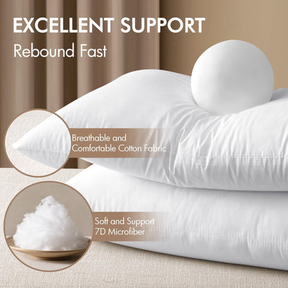 16X20 Inch Premium Lumbar Throw Pillow for Bed Sofa Couch Virgin Microfiber with 100% Cotton Cover Decorative Throw Pillow Insert Stuffer Form