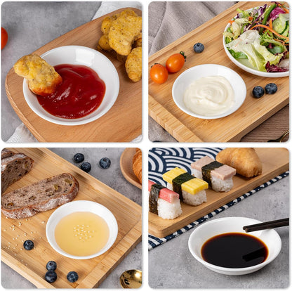 6 Pack Dip Bowls, 3 OZ Ceramic Soy Sauce Dish, White Dipping Sauce Bowls Small Dishes Serving for Tomato Sauce, Soy, BBQ Party Supplies