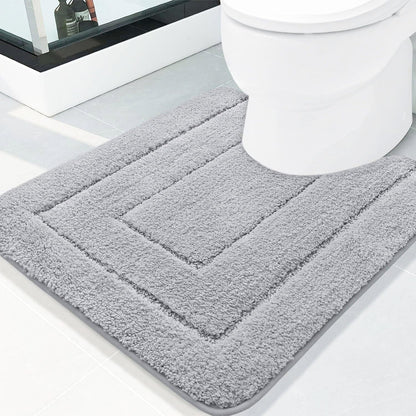 Bathroom Rugs, 24" X 20", Soft and Absorbent Microfiber Bath Rugs, Non-Slip Shaggy Shower Carpet, Machine Wash Dry Bath Mats for Bathroom Floor, Tub and Shower, Grey