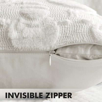 Christmas Pillow Covers 18X18 Inch Pure White Winter Pillow Covers Set of 2 Decorative Festival Soft Fluffy Snowman Pillowcases for Home Decors Couch Sofa Livingroom Bed