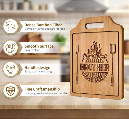Gifts for Brother Birthday Gifts Adult, Brother Gift from Sister for Fathers Day Gift - Engraved Cutting Board 12.3"L × 8.7"W × 0.4"Th