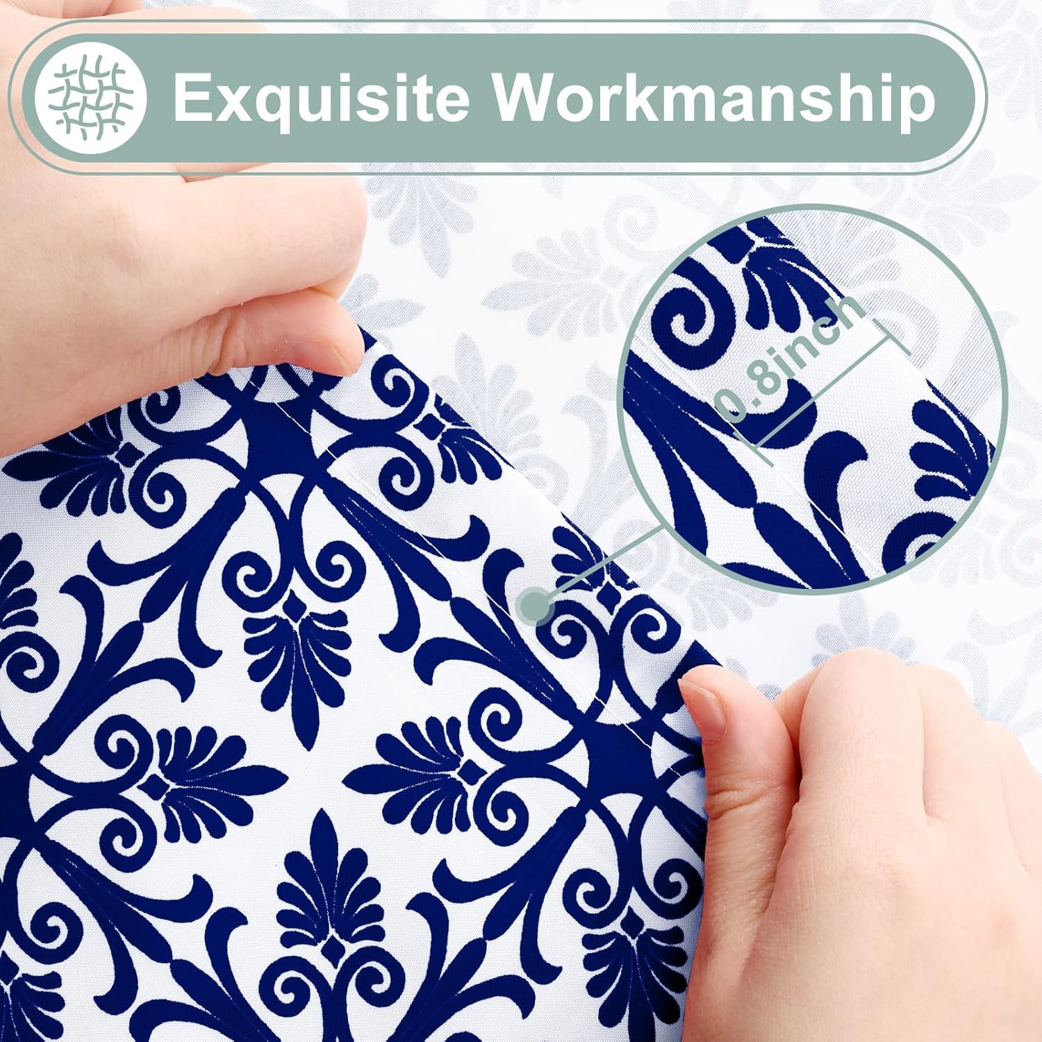 2 Pack 6 Foot Rectangle Picnic Tablecloth, Elastic Fitted Waterproof Table Cover, Windproof Washable Polyester Table Cloth for Camping, Indoor and Outdoor (Navy, 30" X 72")
