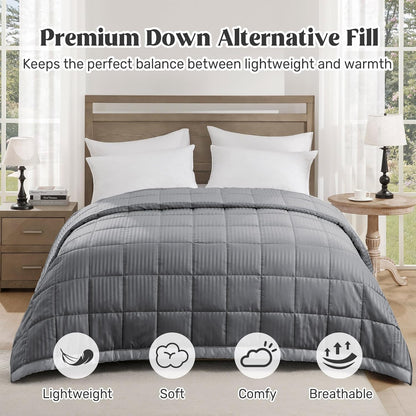 Blankets Queen Size - Soft Lightweight down Alternative Blankets with Satin Trim, Cozy Luxury Bed Blanket for All Season, Dark Gray (90"X90")