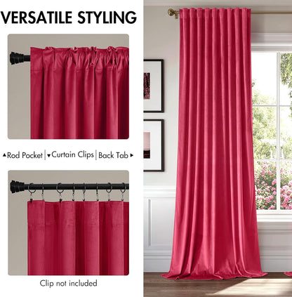 Hot Pink Velvet Curtains 84 Inches - Luxury Blackout Curtains for Bedroom Living Room Thermal Insulated Super Soft Window Drapes Rod Pocket & Back Tab, W52 X L84 Inches, 2 Panels