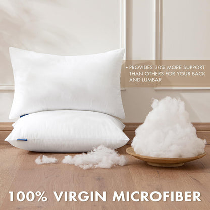 Set of 2 Throw Pillow Inserts 12X20 Inches, 100% Virgin Filling Nonwoven Pillow Inserts for Couch Sofa Living Room