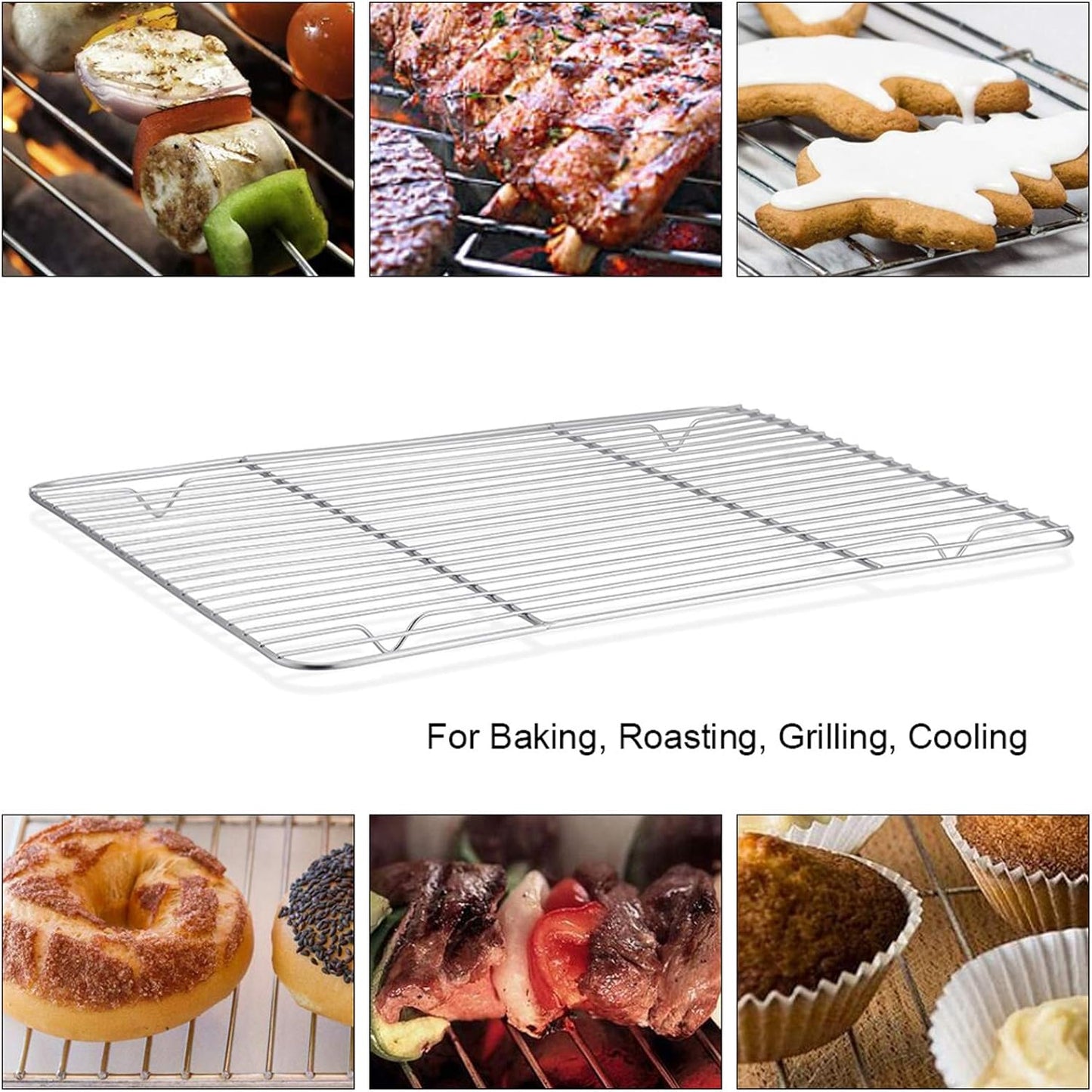 Baking Sheet and Rack Set, 8 PACK (4 Sheets + 4 Racks), Stainless Steel Baking Pans Cookie Sheets with Cooling Rack, Healthy & Mirror Finish,Oven & Dishwasher Safe