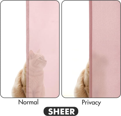 Baby Pink Privacy Sheer Curtains That Let Light in 84 Inches Long Non-See-Through Semi Sheer Curtain Light Filtering Window Curtains Drapes for Living Room Bedroom 2 Panels Set