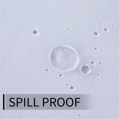 210GSM Solid Flower Jacquard Table Cloth - Heavy Duty Waterproof Wrinkle Free Microfiber Tablecloth, Decorative Fabric Table Cover for Outdoor and Indoor Use (White, Rectangle 52 X 70 Inch)