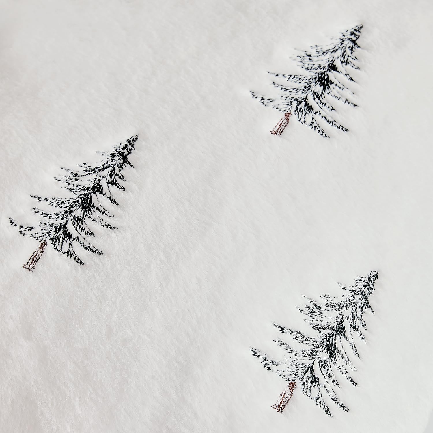 Christmas Decorative Pillow Covers Set of 2 Faux Fur Throw Pillows with Embroidered Christmas Tree 18X18 Inch White Black Winter Couch Covers for Festival Sofa Bedroom Living Room Home Decor