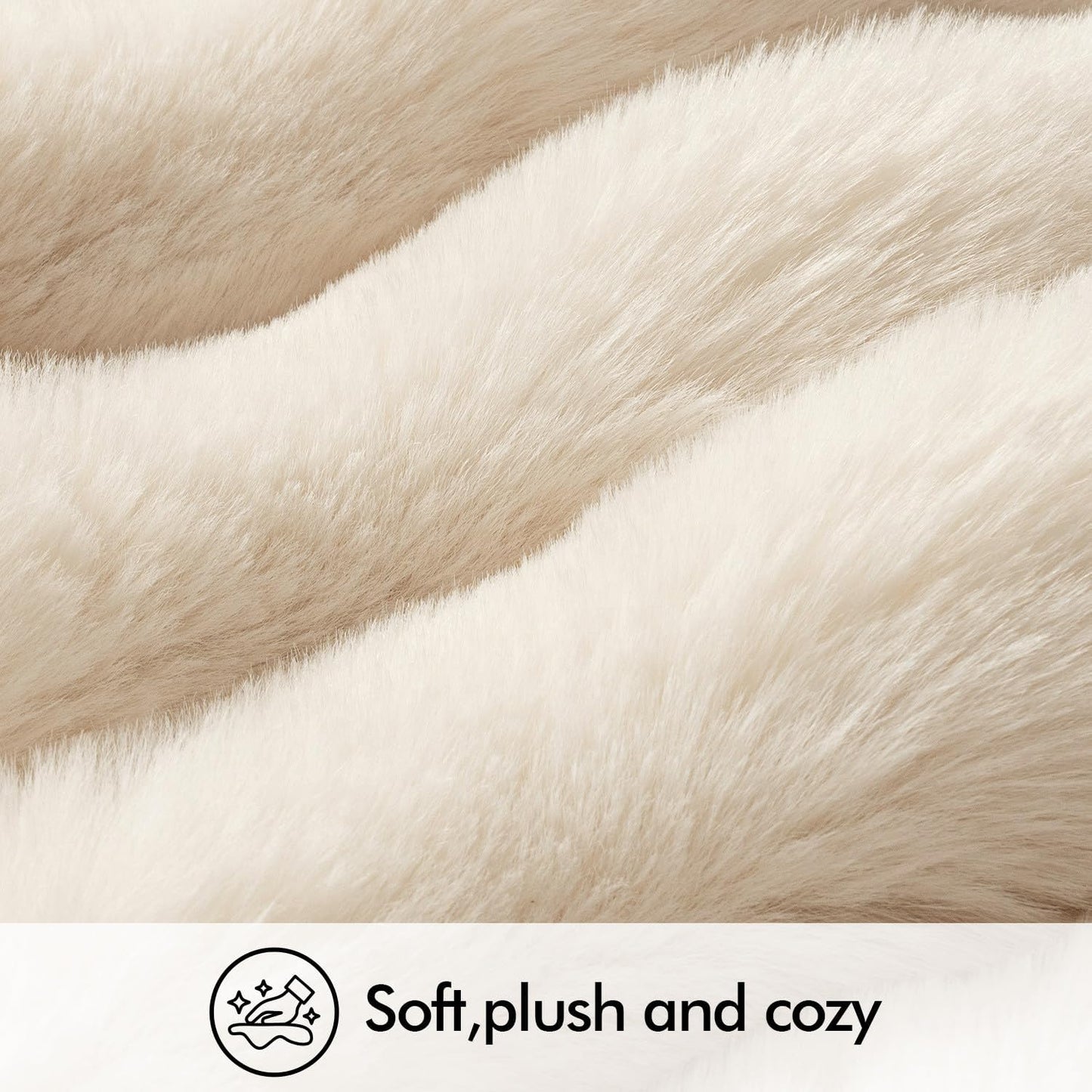 Pack of 2 Decorative Pillow Covers Thick Soft Plush Faux Fur Throw Pillows Luxury Home Decor for Couch Bedroom Living Room Sofa,20X20 Inch Beige