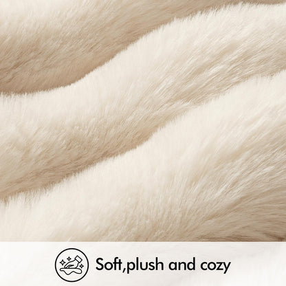 Pack of 2 Decorative Pillow Covers Thick Soft Plush Faux Fur Throw Pillows Luxury Home Decor for Couch Bedroom Living Room Sofa,20X20 Inch Beige