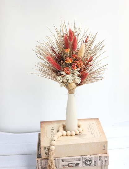 Dried Flowers with Vase,Dried Pampas Grass Bouquet, Wedding Table Decor, Boho Home Decor, Fall Wedding Decorations, Farmhouse Party Table Centrepieces. (Fall)