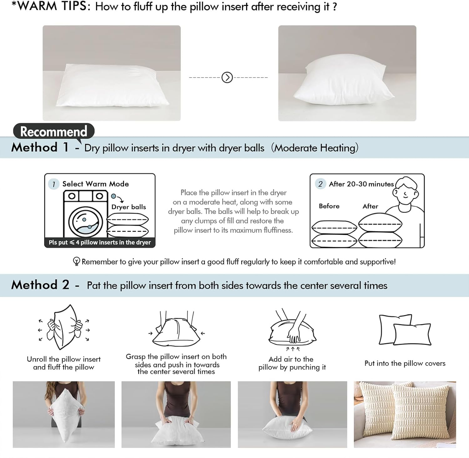 16X26 Pillow Insert -Decorative Throw Pillow with 100% Cotton Cover Rectangle for Sofa Couch