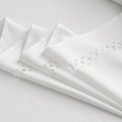 White Rectangle Linen Tablecloth with Decorative Cutouts Waterproof Stain Resistant & Shrink-Proof Table Cloth 52X70 Inch Farmhouse Style for Dining Wedding Party and Outdoor Picnics