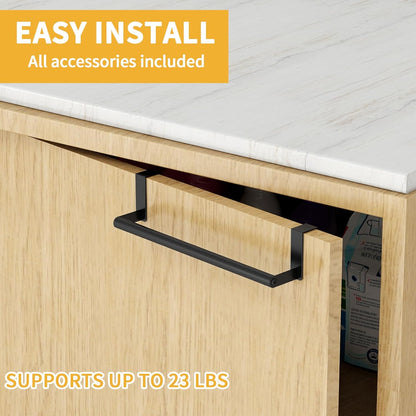 Over the Door Towel Rack, Kitchen Towel Holder over Cabinet Door Towel Bar Stainless Steel for Cupboard for Kitchen Dish Towel Holder Hanger, 2 Pack (Black)