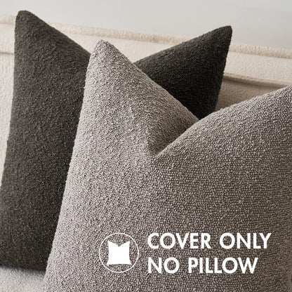 16X16 Inch Decorative Pillow Covers for Couch Bed Set of 2 Textured Boucle Neutral Throw Pillows Dark Coffee Accent Solid Cushion Pillowcase Cozy Soft Sofa Livingroom Home Decor
