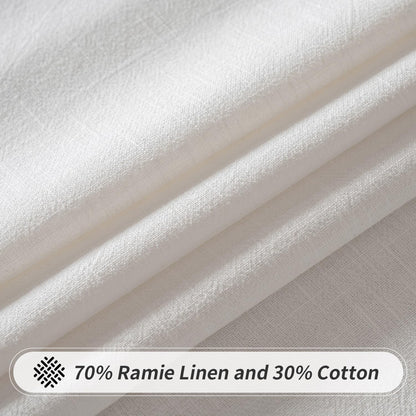 White Linen Cotton Blend Tablecloth Rectangle, Luxury Waterproof Stain Resistant Durable Farmhouse Oblong Table Cloth for Dining Party Christmas Weddings Birthday Picnic Events, 52 X 84 Inch