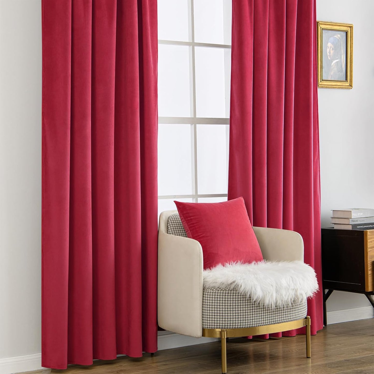 Hot Pink Velvet Curtains 84 Inches - Luxury Blackout Curtains for Bedroom Living Room Thermal Insulated Super Soft Window Drapes Rod Pocket & Back Tab, W52 X L84 Inches, 2 Panels