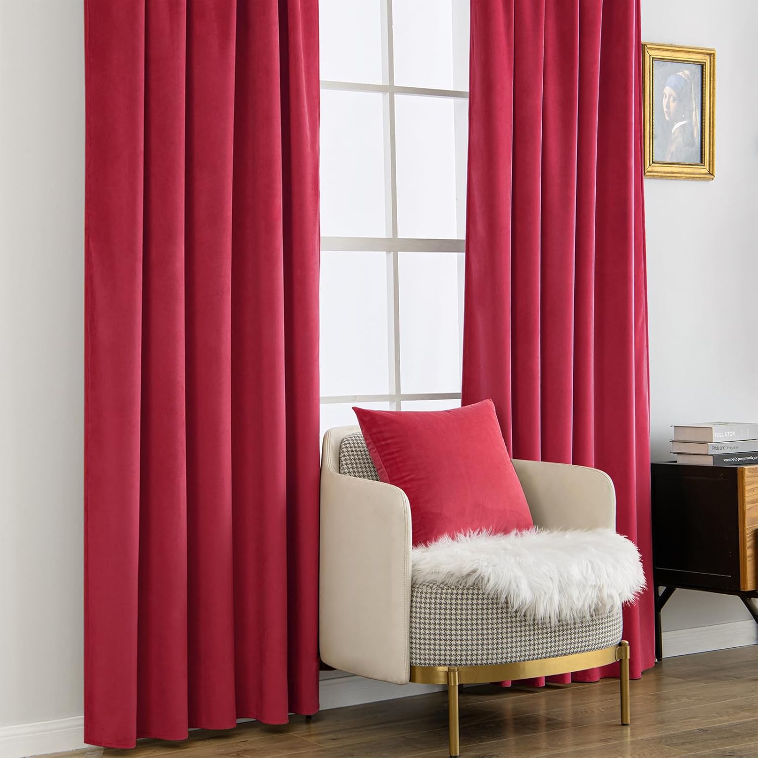 Hot Pink Velvet Curtains 84 Inches - Luxury Blackout Curtains for Bedroom Living Room Thermal Insulated Super Soft Window Drapes Rod Pocket & Back Tab, W52 X L84 Inches, 2 Panels