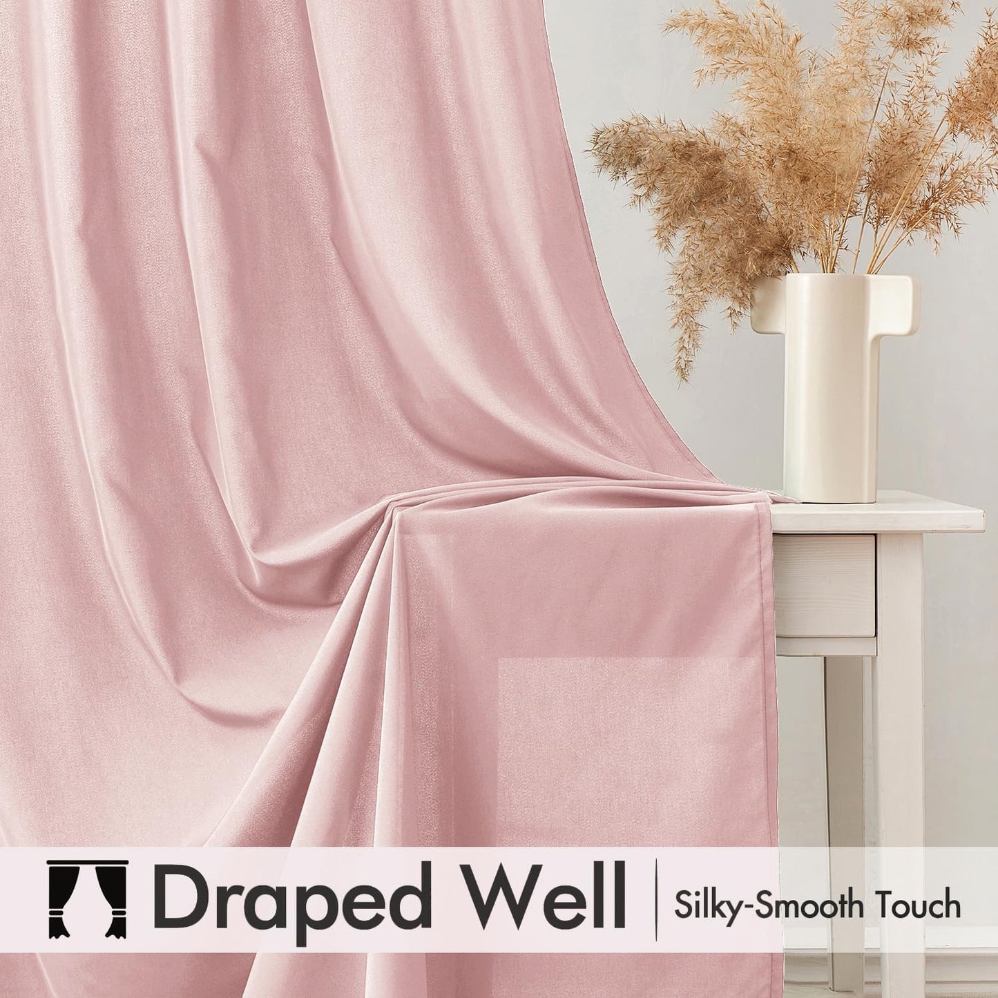 Baby Pink Privacy Sheer Curtains That Let Light in 84 Inches Long Non-See-Through Semi Sheer Curtain Light Filtering Window Curtains Drapes for Living Room Bedroom 2 Panels Set