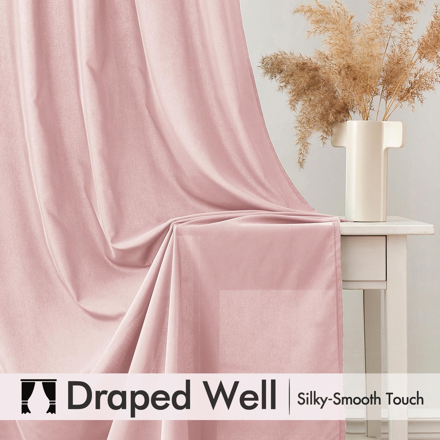 Baby Pink Privacy Sheer Curtains That Let Light in 84 Inches Long Non-See-Through Semi Sheer Curtain Light Filtering Window Curtains Drapes for Living Room Bedroom 2 Panels Set