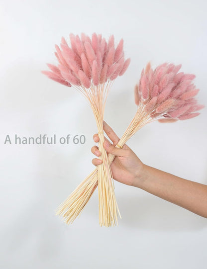 120Pcs Dried Rabbit Tails, Dusty Pink Bunny Tails, Natural Bulk Dried Flowers for DIY Bohemian Wedding Rustic Party Decorations, Garlands, Cake Decorations. (Dusty Pink)